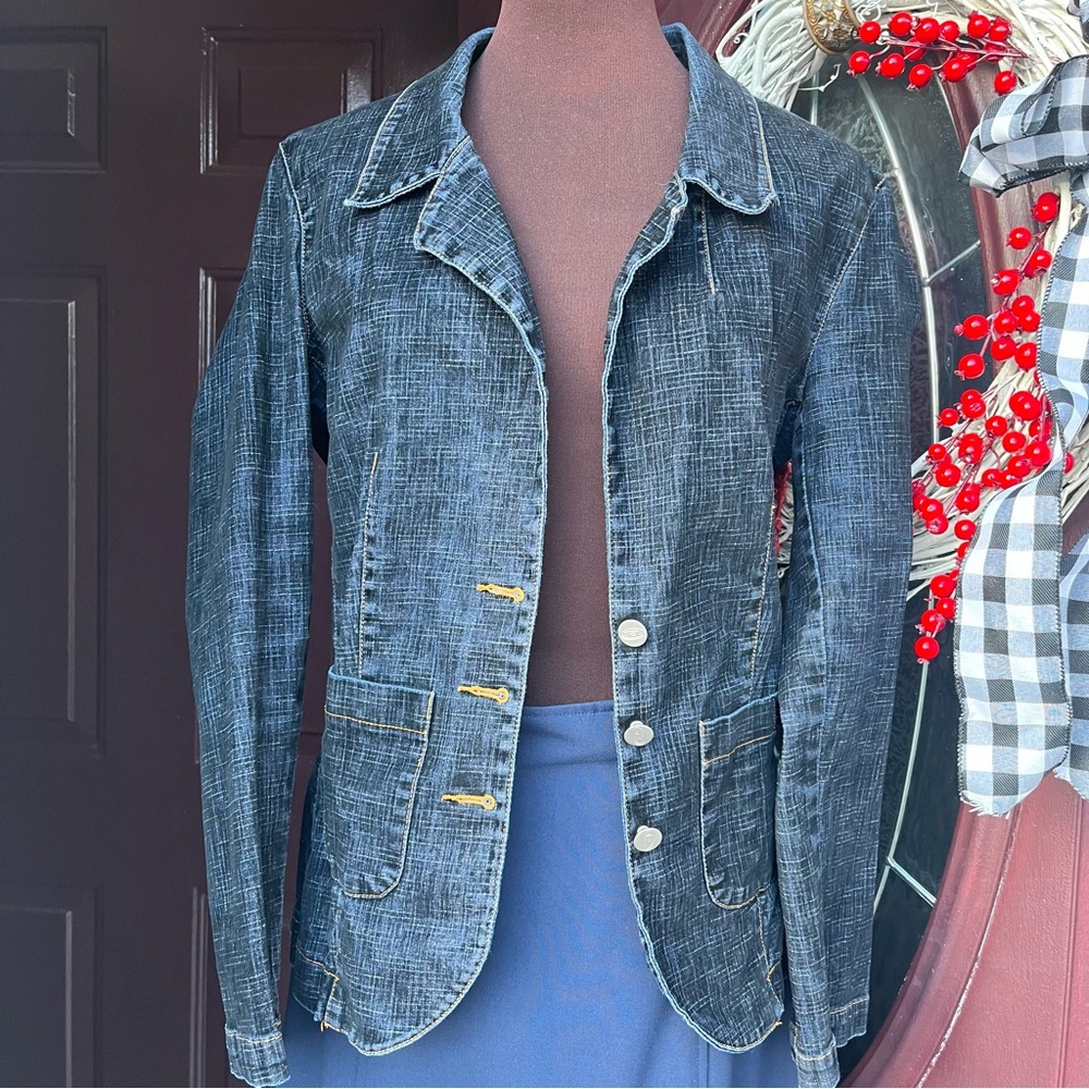 EUC Let me B soft stretchy denim jean jacket 1 button